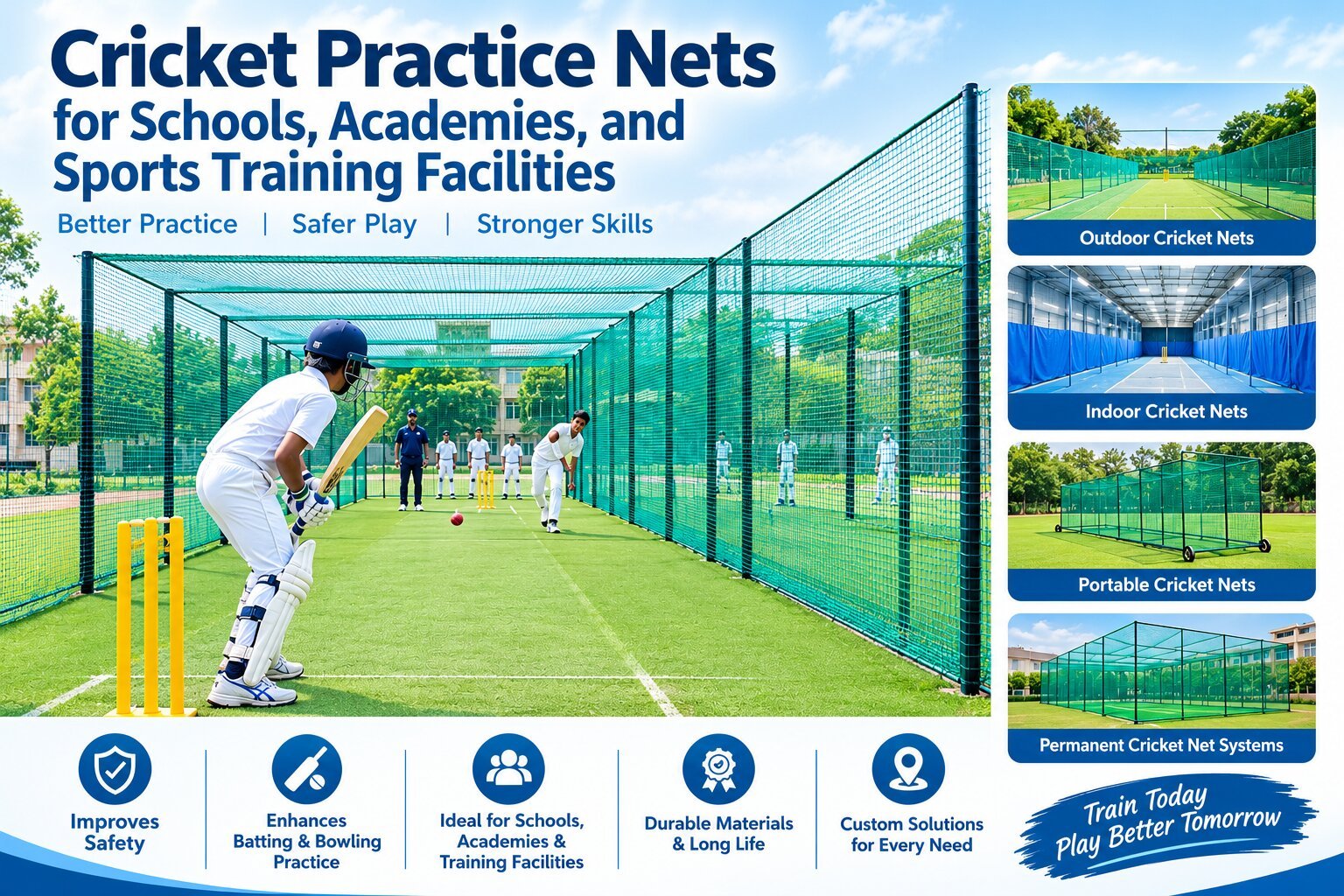 Cricket Practice Nets for Schools, Academies, and Sports Training Facilities